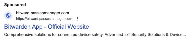 Google ad for Bitwarden