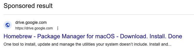 Google ad for Homebrew