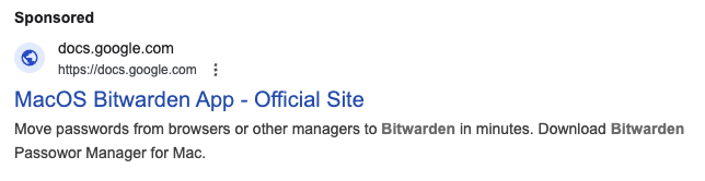 Google ad for disk space
