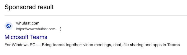 Google ad for Microsoft Teams