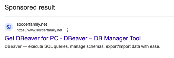 Google ad for DBeaver
