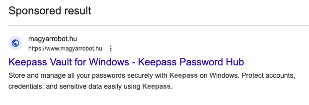 Google ad for KeePass