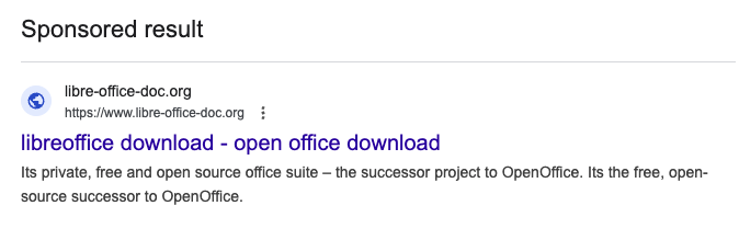 Google ad for LibreOffice